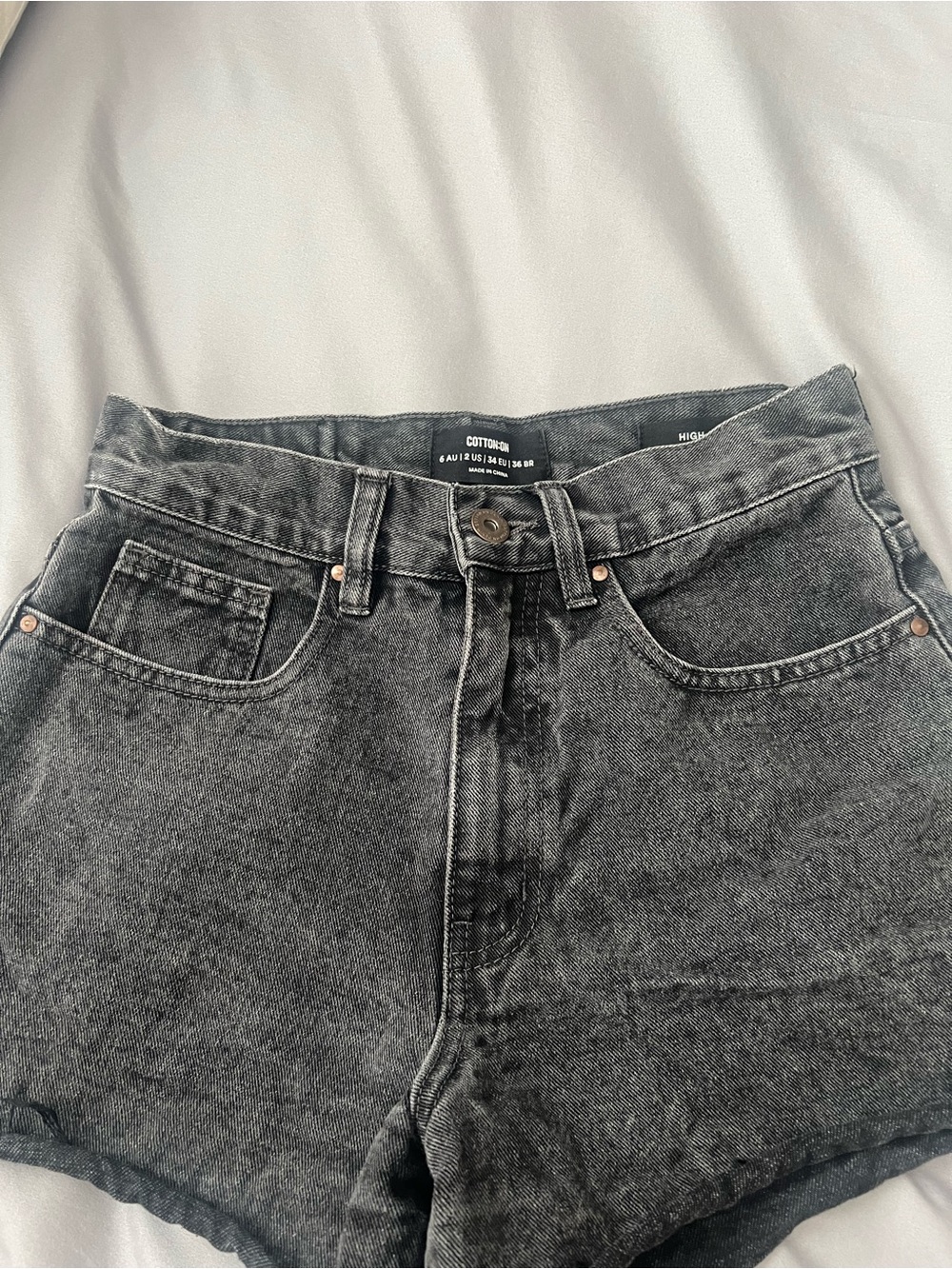 Cotton On Black Washed High-Rise Women's Denim Shorts